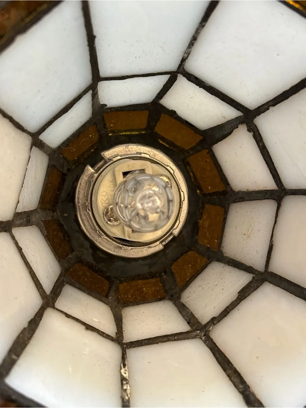 Stained Glass Triple Light Lamp - White & Amber ceiling fixture